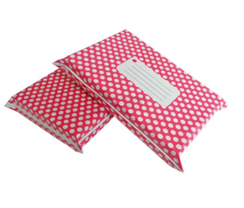 Rose Red Polka Dot Designer Poly Mailers